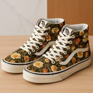 Vans Off The Wall High Top Sneakers Floral Skateboard Shoe Mens 3.5 Womens 5
